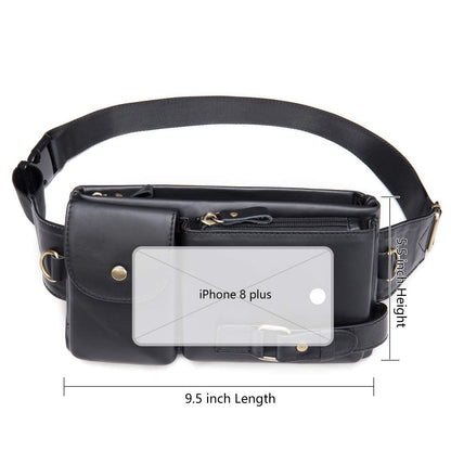 NIUCUNZH Cowhide Waist Fanny Pack-Genuine Leather and Slim with Adjustable Waistband Black