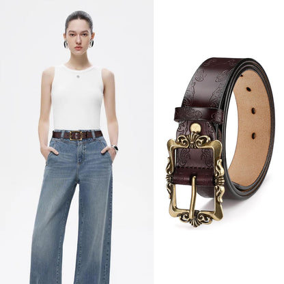 LEEXTON Womens Leather Belt Fashion Soft Waist Belt with Pin Buckle for Jeans Dress Leisure Pants
