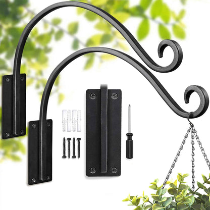Lifyzoon Heavy Duty Plant Hanger Bracket: 2 Packs 16 Inch Metal Hanging Plant Bracket, 80lbs Weight Capacity - Hanging Plant Wall Hooks for Bird Feeder, Wind Chimes, Flower Baskets, Indoor Outdoor