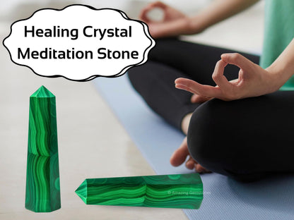 Amazing Gemstone Malachite Crystal Towers ~ Natural Healing Crystal Point Obelisk for Reiki Healing and Crystal Grid (2" to 3" INCH)