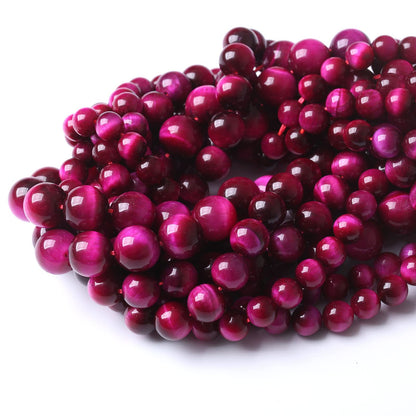 32PCS 12MM AAA Rose Red Tiger Eye Stone Beads Natural Gemstone Bead Crystal Healing Energy Jewelry Making DIY 15 inches
