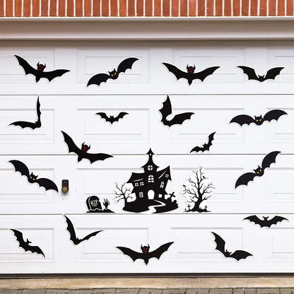 Fiada 21 Pcs Halloween Garage Door Decorations Magnets Bats Magnetic Holiday for Outdoor Party Car Haunted House Tree Grave Locker Sticker Decor