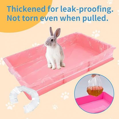 Disposable Cage Liner Bags (50-Pack) – 34'' X 22'' Clear Plastic Rabbit Cage Liners, Leak-Proof Toilet Film for Bunny, Guinea Pig, Hamster, Hedgehog & Small Animals – Universal Crate Tray Covers for