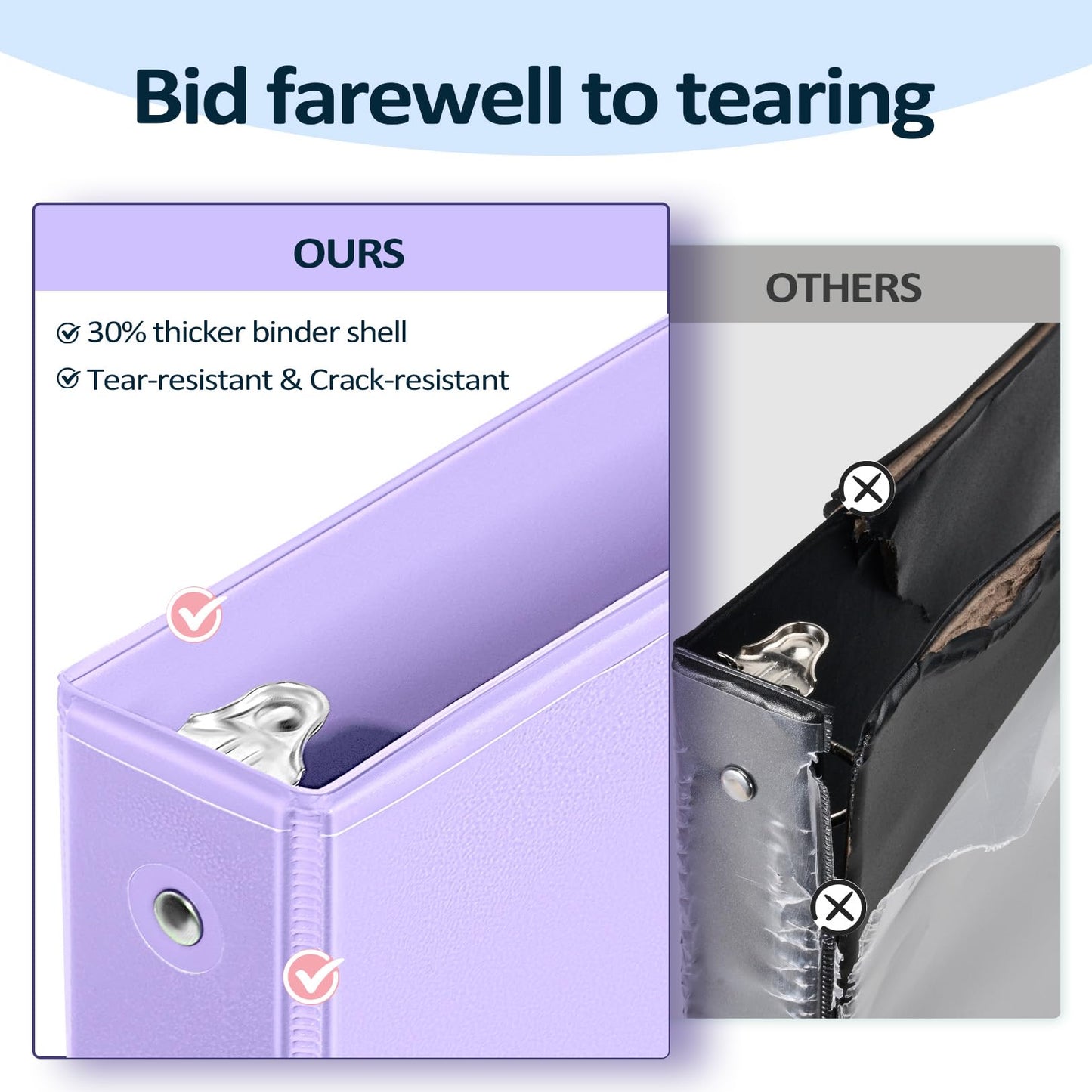 6 Pack Extra Durable 3 Ring Binders 1 inch, Sooez 1” Three Round Ring Binders with Pockets, Cute Customizable Clear View Cover for 8.5 x 11 Letter Size Papers, Pastels School Office Supplies for Girl