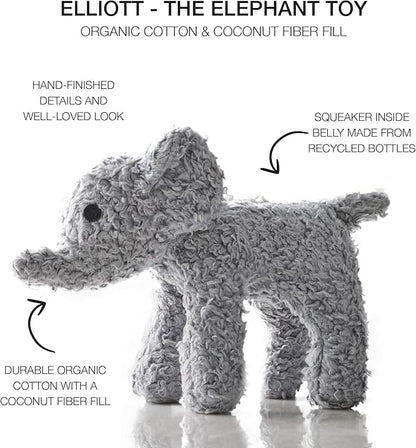 Plush Durable Cotton Dog Toys with Coconut Fill for All Pet Breeds, Bear Bunny Elephant (with Basket), One Size