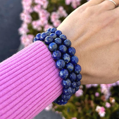 Adabele Real Natural Blue Lapis Lazuli Gemstone Beaded Bracelet 7 inch Stretch Chakra Healing Crystal Stone Women Jewelry Energy Quartz Rock Women Gift GB8-20