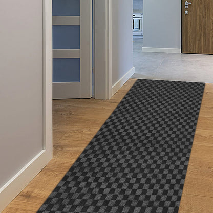 AYOHA Runner Rug 2' x 6' Indoor/Outdoor Carpet Runners, Hallway Kitchen Entryway Bedroom Area Rugs with Natural Non-Slip Rubber Backing, Garage mat, Checkered Black Custom