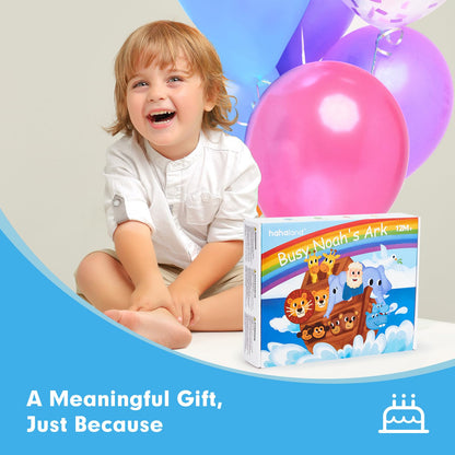 hahaland Noah's Ark Toy Busy Book for Toddlers 1-3 - Baptism Gifts for Boys Girls - Montessori Toys for 1 Year Old, Sensory Early Learning Educational One Year Old Boy Birthday Christian Church Toys