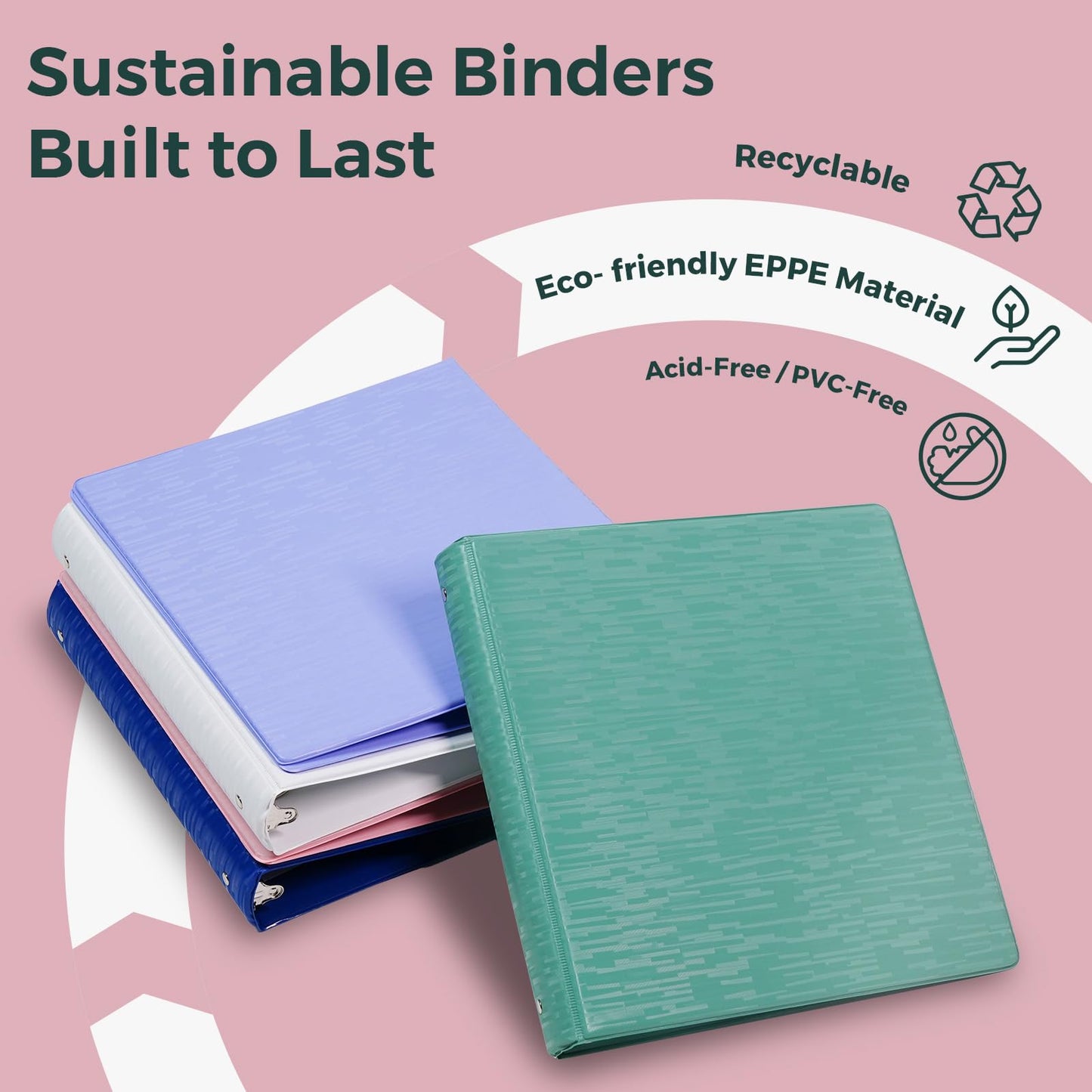 POPRUN 3 Ring Binder 1 Inch, PVC-Free, Holds 175 Sheets of 8.5 x 11 Paper, Extra Durable Organizer with 2 Pockets for School & Office, Heavy-Duty, 4 Pack, Prussian Blue