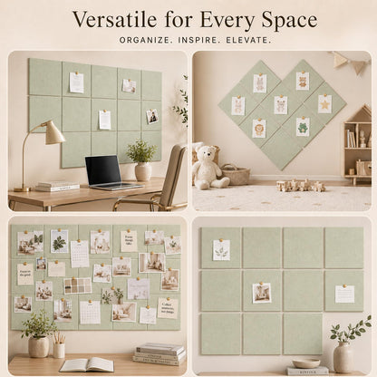 Baysola Felt Bulletin Board Panels 48 x 36 Inch Self Adhesive Wall Tiles Cork Board Alternative for Office Classroom Photos Notes 12 Pack