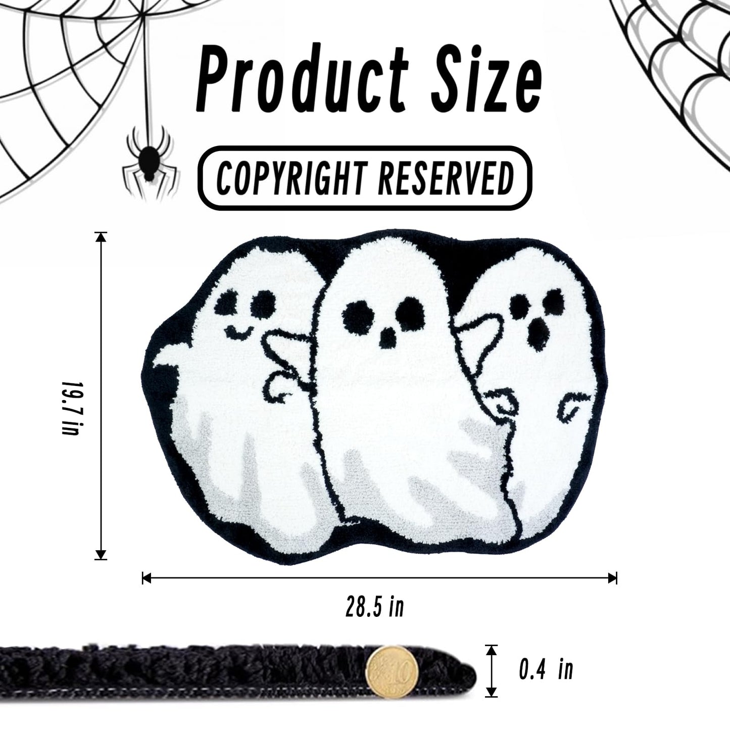 Good Haus Halloween Bath Rug for Bathroom Spooky Ghosts Bath Mat Bat Doormat Non Slip Cute Rugs for Kitchen Bedroom Holiday Outdoor Bedroom(Ghost)
