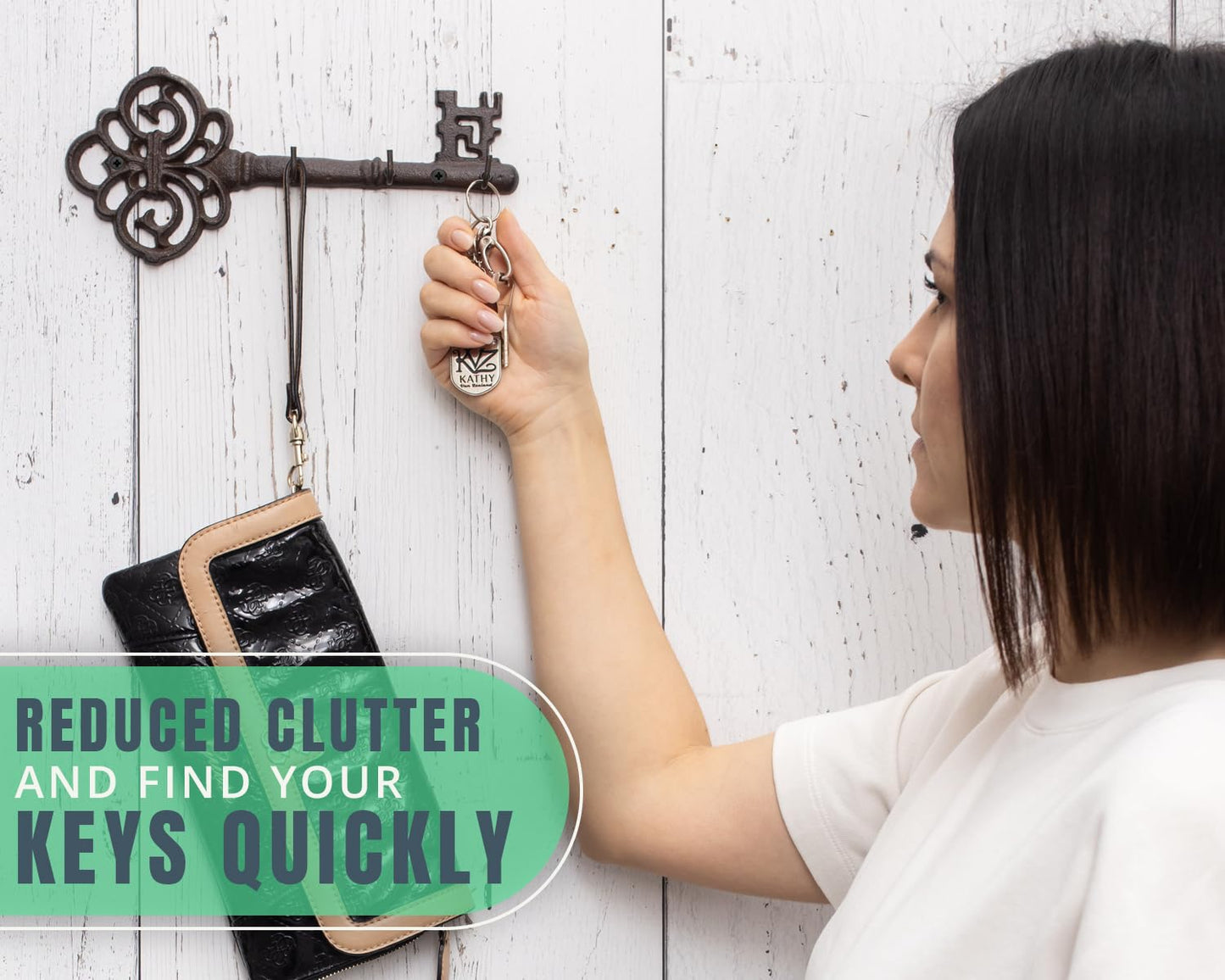 Comfify Brown Cast Iron Skeleton Key Wall Hook – 3 Hooks, 10.8" L