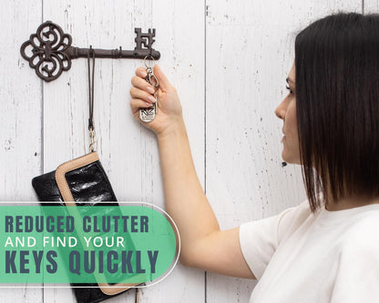 Comfify Brown Cast Iron Skeleton Key Wall Hook – 3 Hooks, 10.8" L