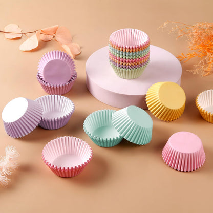 GreenPine Cupcake Liners Rainbow Pastel Standard Baking Cups for Birthday
