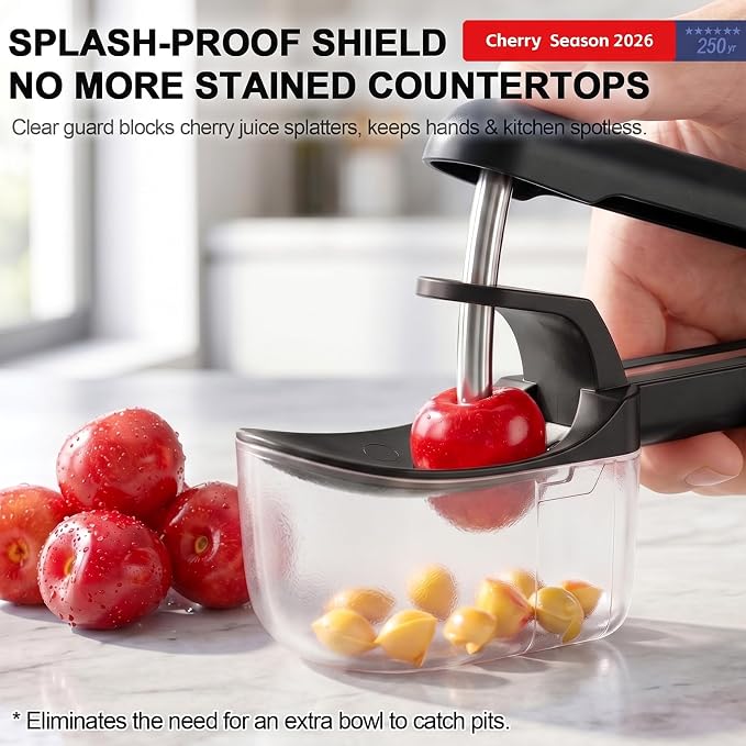 Cherry Pitter - Makmzoon Stainless Steel Cherries Pitter Tool | Hand-held Push Design, Save Time & Space for Making Cherry Jam with Lock Design Stainless Steel Rod