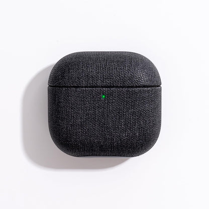 Tonghex for AirPods 4 Case | Slim Hard Cover Compatible with AirPods 4th Generation | Synthetic Canvas Leather | Full Drop Protection Cover with Lanyard | Air Pods 4 Case - Black