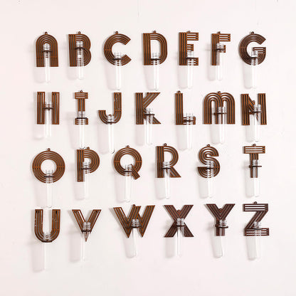 Win Letter Wall Propagation Planters Test Tubes Wall Decor for Hanging Plants Clear Water Plant Vase Brown Wood Upletter Alphabet Functional Art Boho Set of 3
