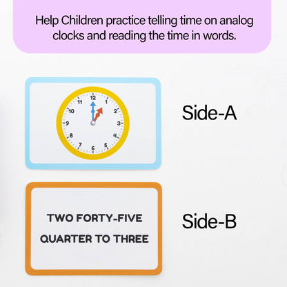 BAZIC Products Telling Time Flash Cards Learn to Read Time, Read Clocks Numerals & Analog, Interactive Learning Flashcards Kindergarten School Home (36/Pack), 72-Pack