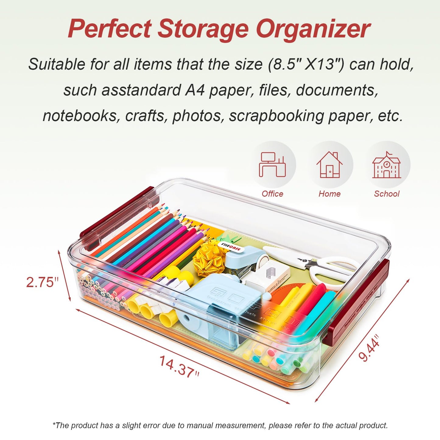 CATOOMUU 5.5qt Portable Project Case 9 X 13 Clear Stackable Plastic Storage With Lids Organizer Containers File Box For Letter A4 Paper Photo Documents Scrapbook Craft Art School Supplies, 2 Pcs