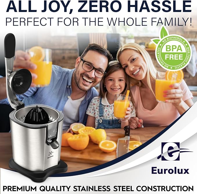 Eurolux Power-Pro Premium Electric Citrus Juicer - With 300 Watts of Power, The Most Powerful Juicer, For An Easy Smooth Juicing Experience | New Updated Design