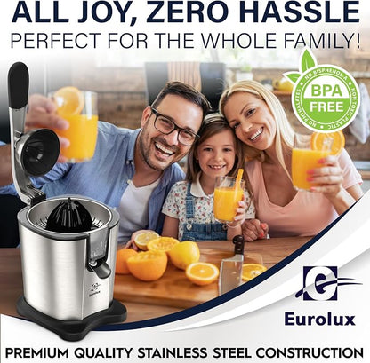 Eurolux Power-Pro Premium Electric Citrus Juicer - With 300 Watts of Power, The Most Powerful Juicer, For An Easy Smooth Juicing Experience | New Updated Design