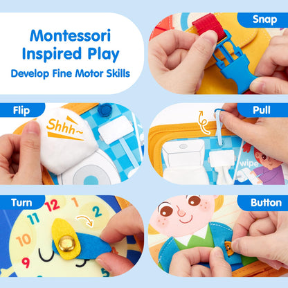 hahaland Busy Book Preschool Learning Activities - First Day of School Gifts Activity Books for Toddlers 1-4, Montessori Toys 2 Year Old Boy Girl Birthday Gift Preschool Must Haves Busy Board Ages 2-4