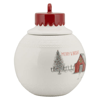 10 Strawberry Street "Merry & Bright" Ornament Cookie Jar - Large
