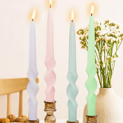 Gedengni Spiral Taper Candle Long Candlesticks - 10inches Halloween Tapered Candles Green Candle Sticks Colorful Twisted Candles for Wedding Home Party Women Gift,Pack of 4 (23D4P-LIGMIX)
