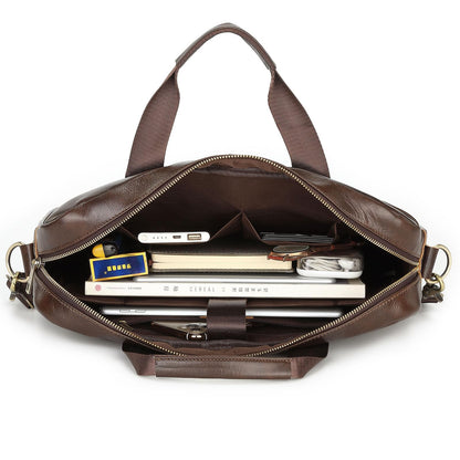 Messenger Bag for Men 15.6" Vintage Leather Waterproof Laptop Briefcase Computer Laptop Bag Shoulder Bag for Office Business (Brown)