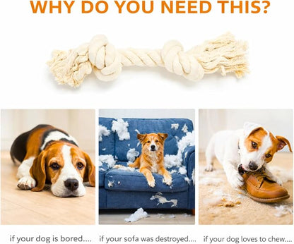 Dog Rope Toys for Large/Medium Aggressive Chewers, Tough Cotton Chew Toy, 39 Inch 5 Knots Indestructible, Tug of War Dog Pull Rope Teeth Cleaning (2 Knots (Pack of 2))