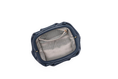 YUWITA Soft PU Leather Clutch Purses for Women Formal Elegant Luxurious Evening Bag (Navy Blue)