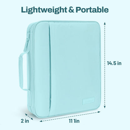 SUNEE Zipper Binder 1 Inch, Removable 3-Ring Binder, 175-Sheet Capacity, 5-Tab Dividers Expanding File Folder, Small Binder Bag Organizer Storage for Student School Classroom Supplies, Sky Blue
