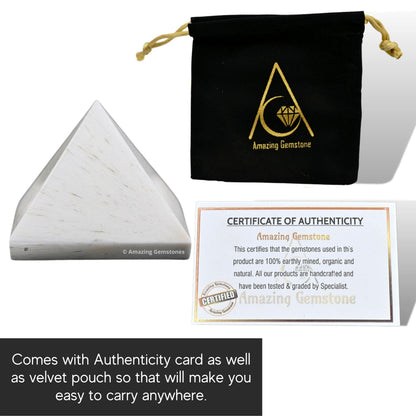 Amazing Gemstone Scolecite Pyramid Crystal Healing Stones - 1" Great Pyramid Figurine of Natural Stone Pyramid for Meditation, Reiki, Chakra Balancing and Crystal Pyramids Grid
