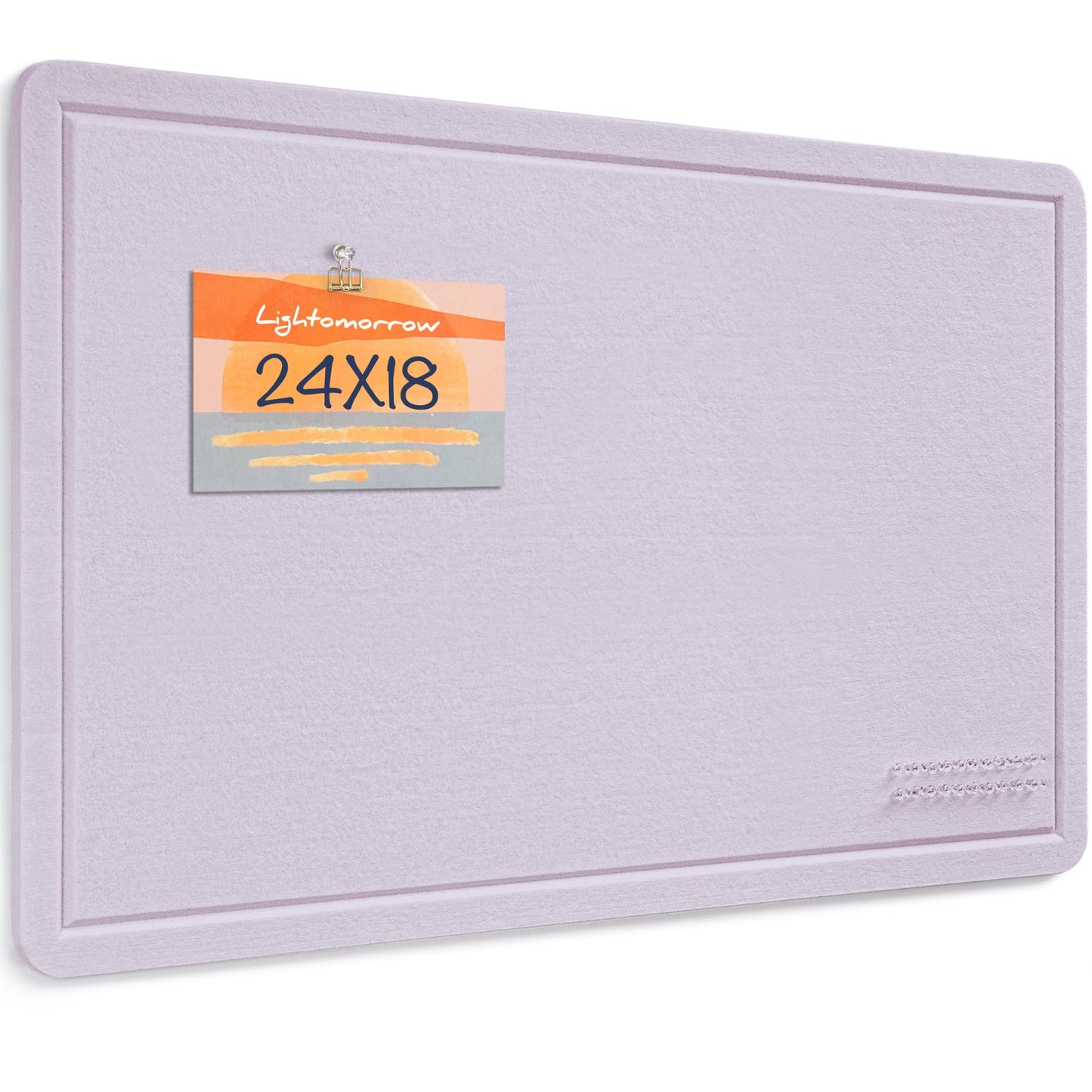 Lightomorrow Bulletin Board, 24 x 18 Inches Cork Board Alternative Decorative Felt Pin Board with Safe Removable Adhesives & 21 Push Pins for Home Office Classroom Walls-Light Lavender