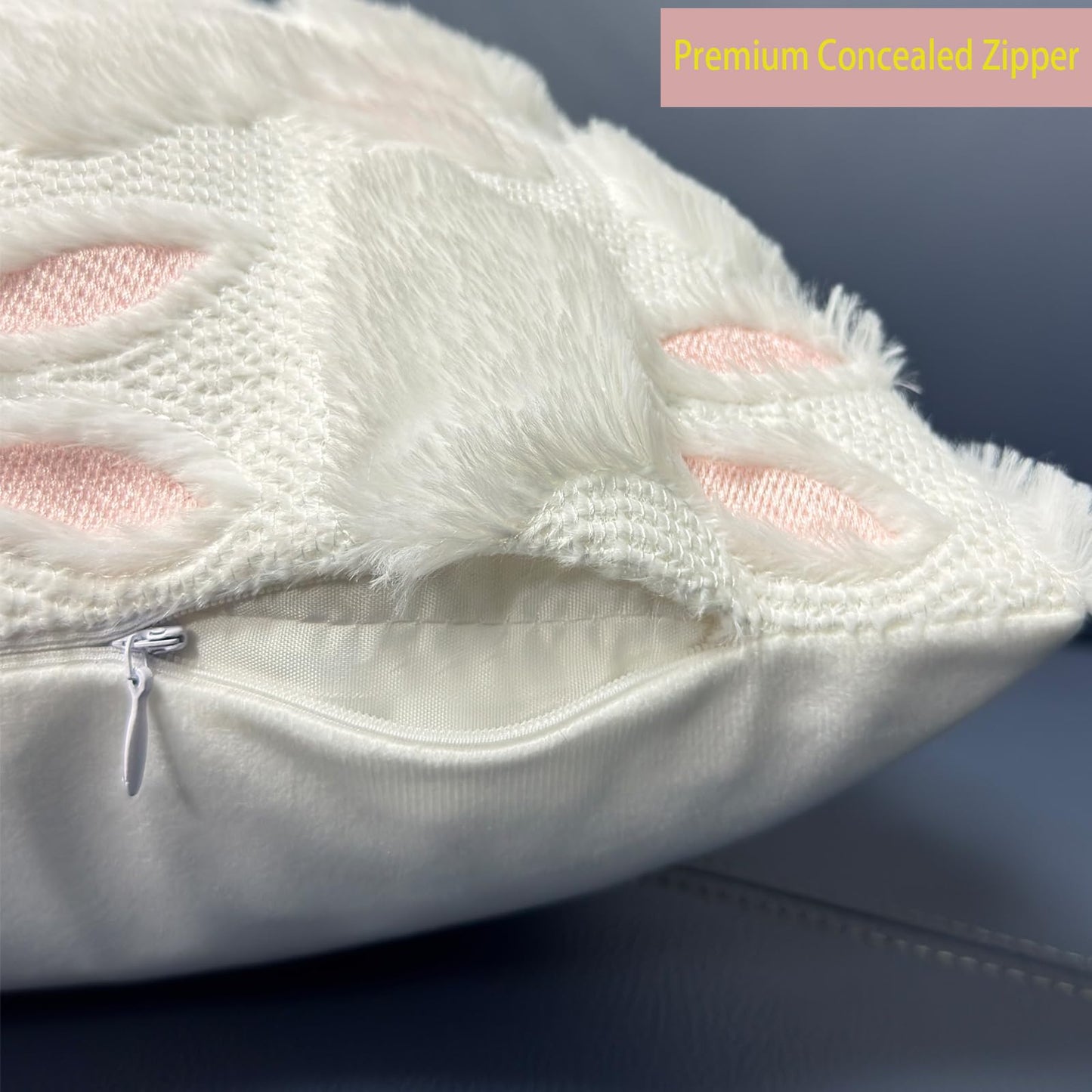 XLMJDZQ Easter Pillow Covers 18x18 Inch, Spring Pillow Covers Set of 2, Super Soft Plush Throw Pillow Shams with Bunny Design for Couch, Farmhouse Spring Decor, Hidden Zipper & Machine Washable