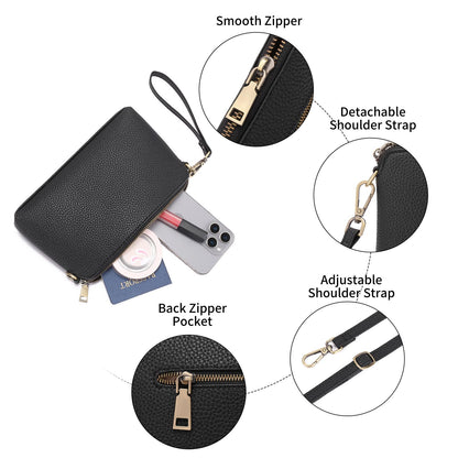 GAEKEAO Crossbody Bags for Women RFID Blocking Leather Cross Body Bag Purses Women's Crossbody Handbags with Wristlet Strap