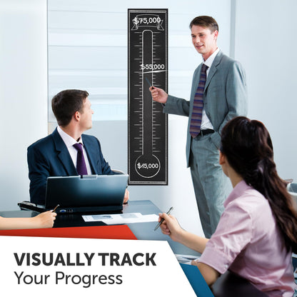 Fundraising Goal Thermometer Chart - 11" x 48", Reusable, Dry Erase Goal Tracker - Great for Schools, Churches, Offices & Charities