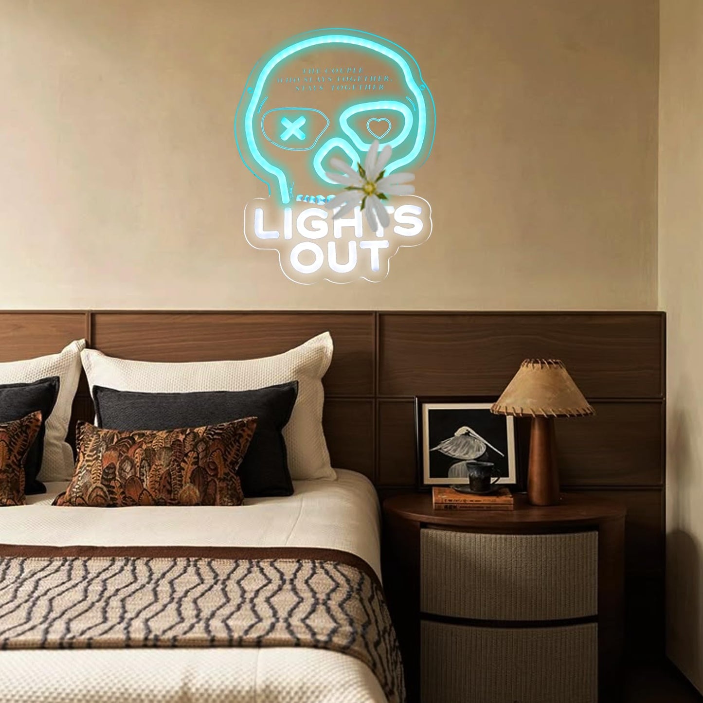 MOERBENCHI Lights Neon Out Sign Skull Neon Sign, Blue Book Cover Sign for Bar Man Cave Club Bedroom Game Room LED Dimmable Neon Lights for Bookstore Wall Art Decor, Gift for Novel Lovers