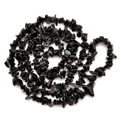 PLTbeads Gemstone Chips Natural Black Obsidian 3-5mm Healing Crystals Waist Bracelets Necklace Kit Irregular Stone DIY Crafts Design Jewelry Making Approxi 32 inch