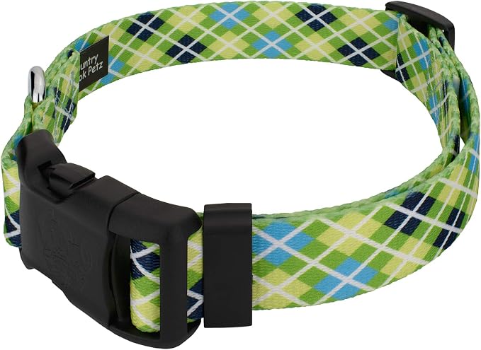 Country Brook Petz - Margarita Argyle Everyday Collar and Leash - Plaid and Argyle Collection Featuring Charming Designs (1/2 Inch, Extra Small)