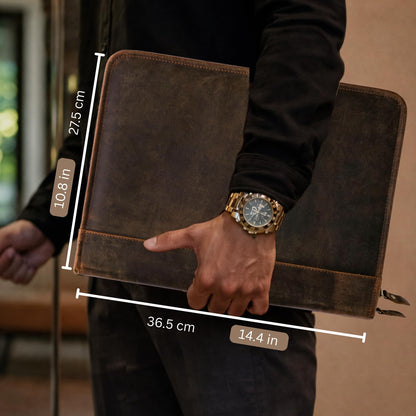 Leather Padfolio with Zipper – Business Portfolio for Men and Women, Legal Pad Portfolio, Leather Folder, Professional Padfolio for Meetings and Interviews