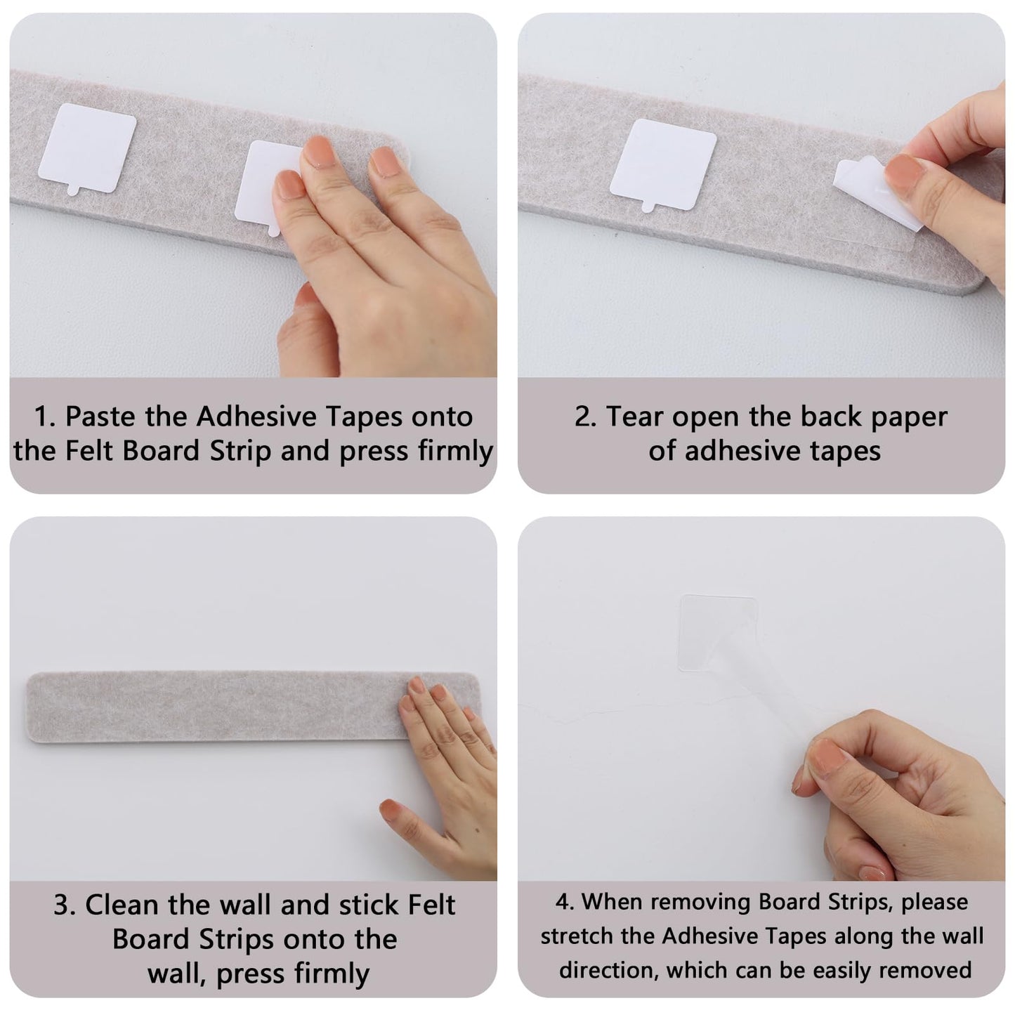 Vuzvuv 8 pcs Bulletin Board Bar Strips No Adhesive Backing with Glue Points ，Self Adhesive Cork Board for Wall，Felt Pin Board for School，Office Decor(Mix-Blue)
