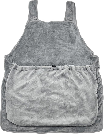Pet Plush Carrier Apron with Adjustable Sleeping Bag Hands Free Sling Holder Cat Carrying Bonding Pouch for Small Dogs and Cats (Dark Gray)
