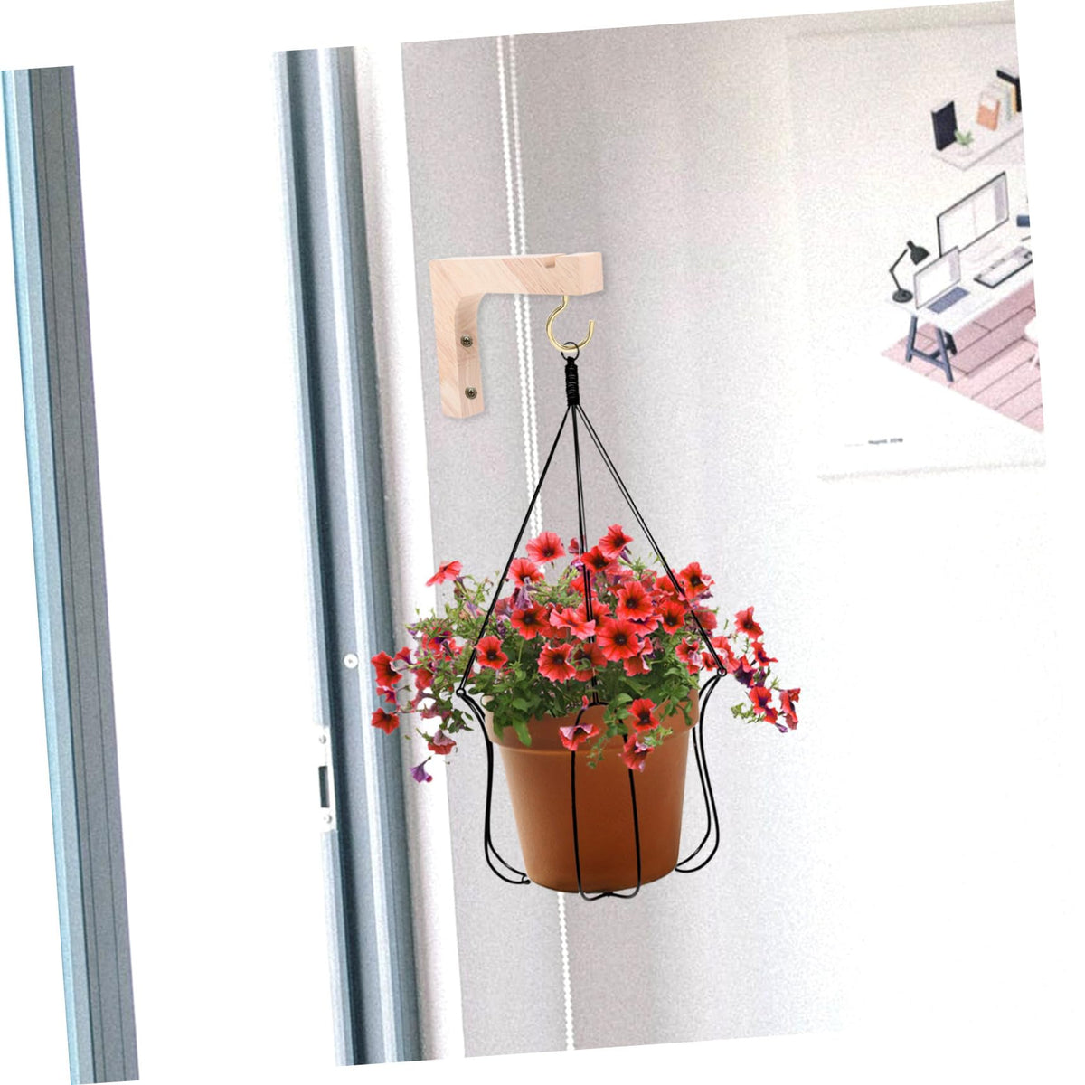 Toddmomy 2pcs Wooden Hanging Plant Brackets Wall Hooks for Indoor Outdoor Plant Hangers Heavy Duty Flowerpot Support with Natural Wood Finish