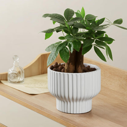 OXART Ceramic Pots for Plants, 9.4+8+6 Inch Flower Pots, Set of 3, Large Planters with Drainage Hole, Stylish Round Flower Pot for Home, Garder and Office, Gifts for Mom, White