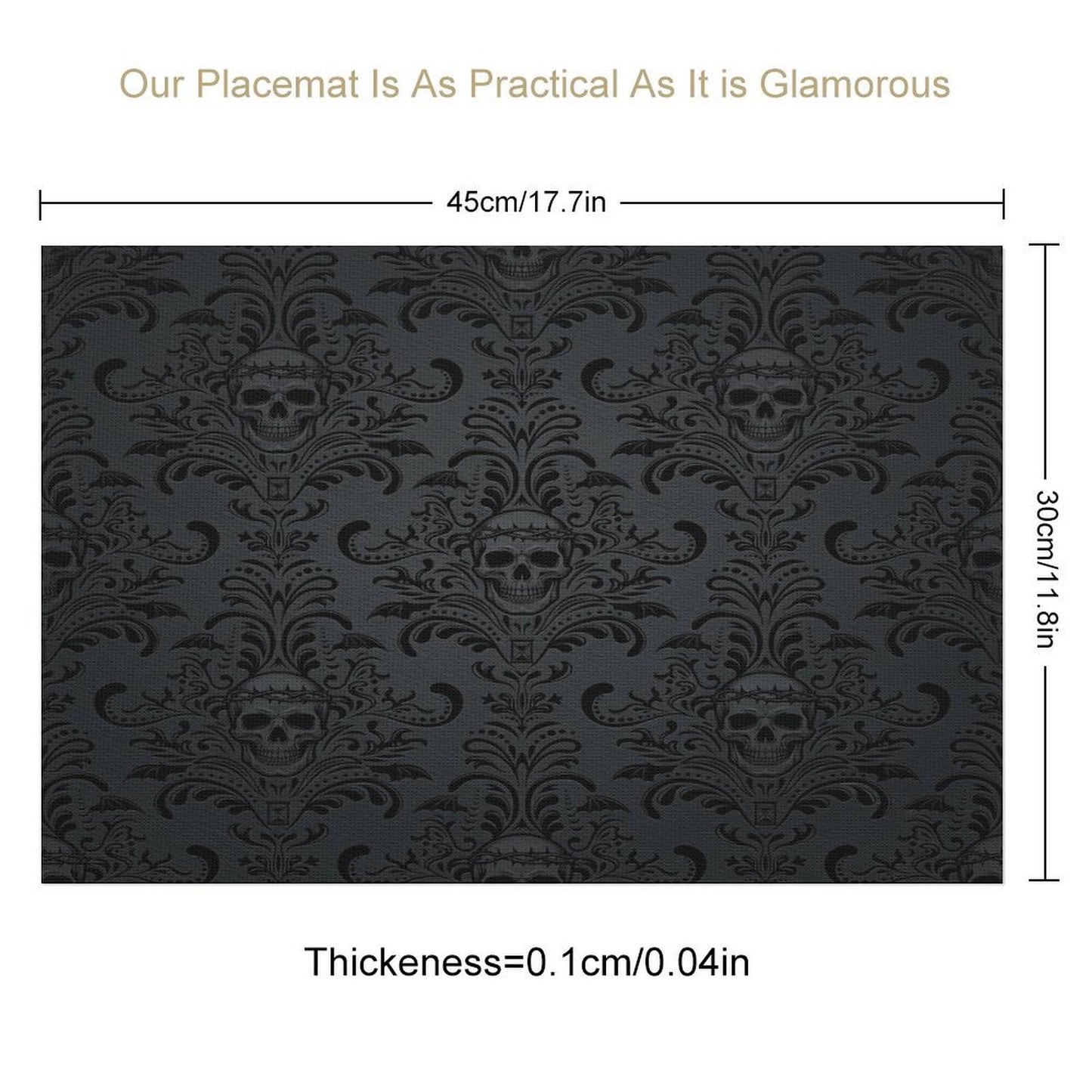 Placemats for Kitchen Dining Table Set of 4,Gothic Horror Skulls Printed Halloween Party Event Table Decoration Placemats 4 PCS, Style-23