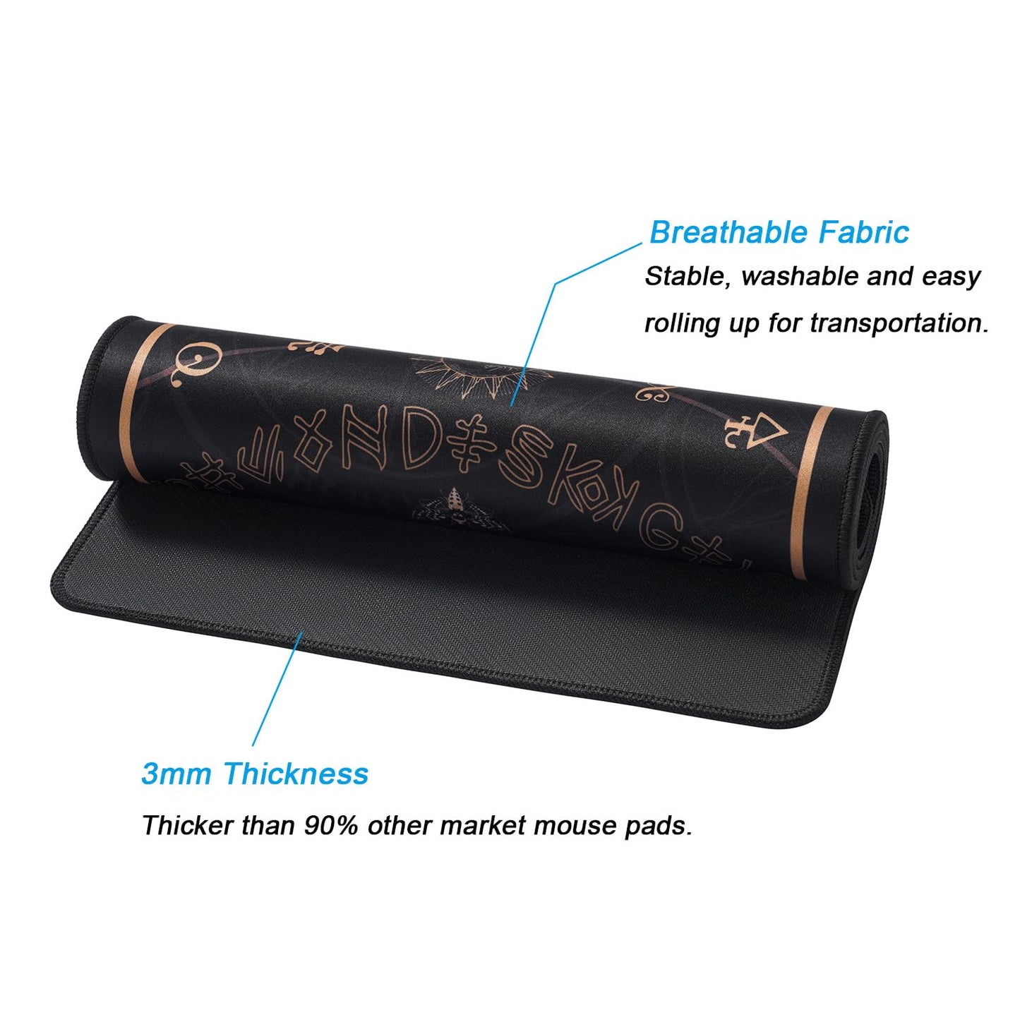 Gold Cool Skull Horror Mouse Pad,Gaming Mouse Pads Goth Desk Accessories, 31.5x11.8x0.12inch Goth Mouse Pad with Non-Slip Rubber Base (Skull)