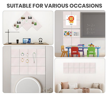 Large Cork Board Alternative 36" X 24" Bulletin Board - 6 Pack Removable Felt Wall Tiles with 20 pushpins, Large Cork Boards for Walls Cork Board for Office Pin Board Tack Board - Oatmeal