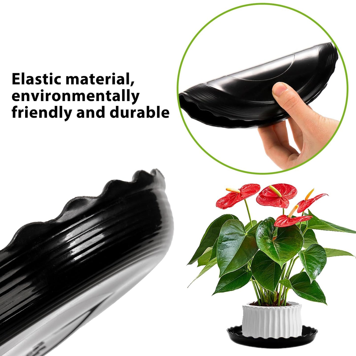 OFiSEXPT 13Pcs Plant Saucer Trays, 6/8/10 Inch Round, Plastic Drip Trays for Indoor/Outdoor Plants