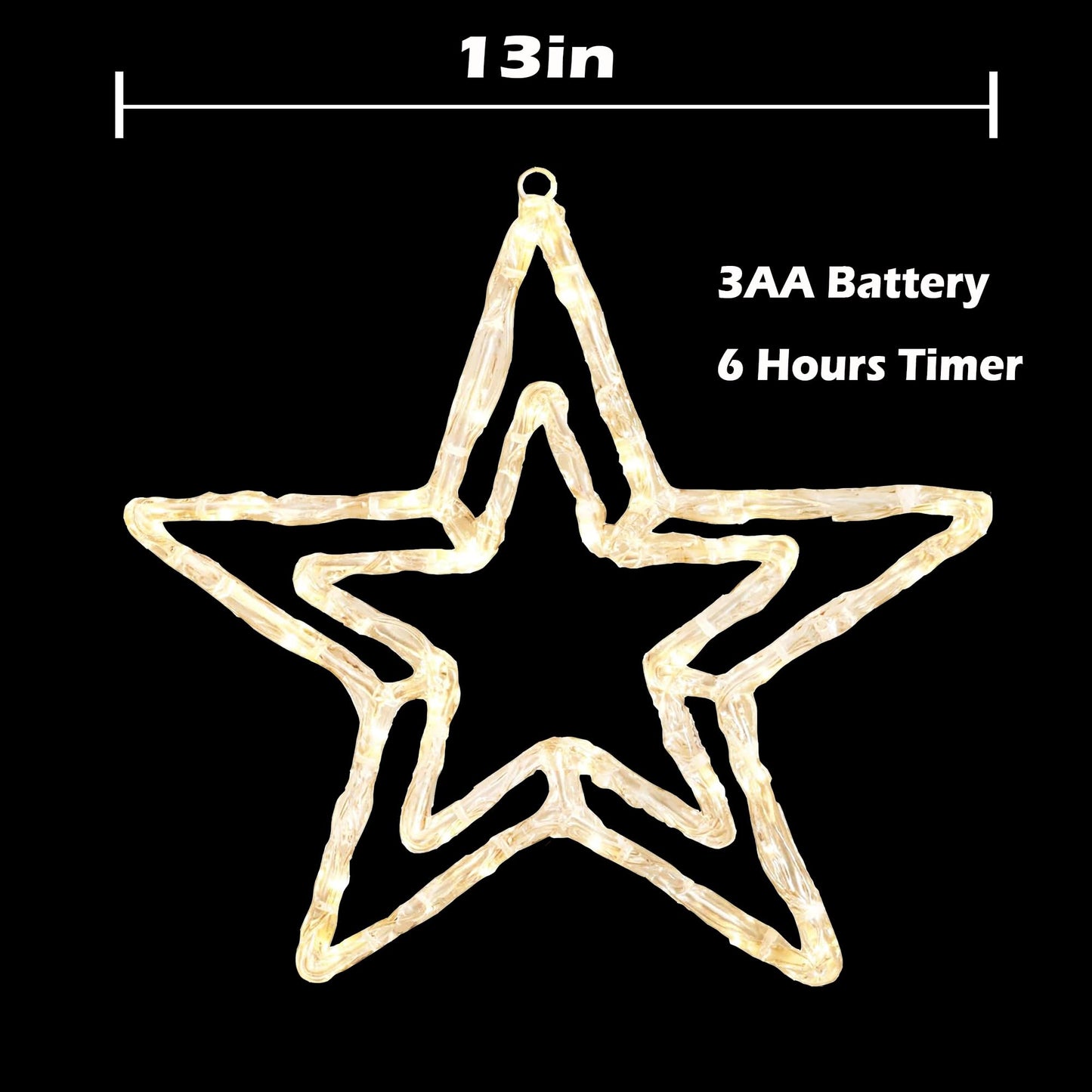 JOINTWIN Acrylic Christmas Star Light 13'' Window Light with 30 Warm White LEDs Battery Powered Timer Festive Christmas Decoration Waterproof for Indoor and Outdoor